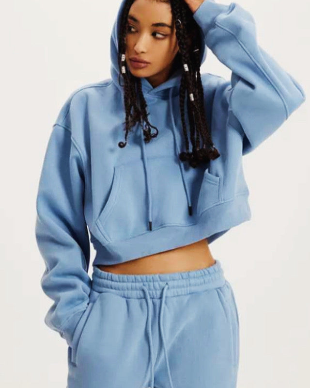 Luxe Comfort Cropped Hoodie and Jogger Set