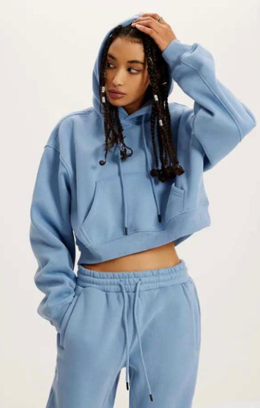 Luxe Comfort Cropped Hoodie and Jogger Set
